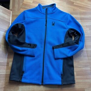 Spyder Bandit Full Zip Stryke Jacket blue and black, boys large